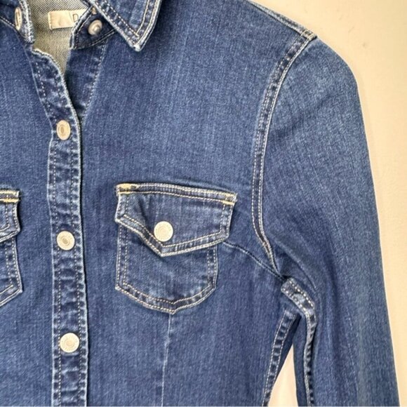 Dex Denim Long Sleeve Button Down Mini Dress Size XS - Picture 6 of 10